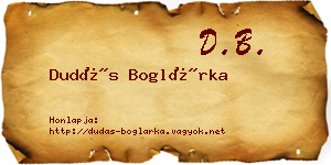 Dudás Boglárka névjegykártya